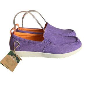 Sanuk Kids Girls Size 6 Sidewalk Surfer Lite Slip On Shoes Purple Orange Hemp